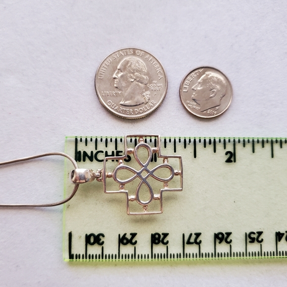 Sterling Open Filigree Cross Necklace ATI - Picture 13 of 15